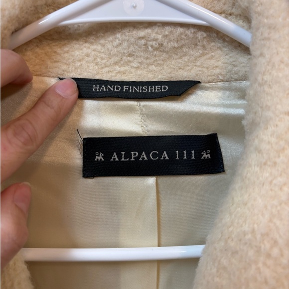 Alpaca 111 Handfinished Alpaca Suri Wool Long Cream Coat - Picture 4 of 9